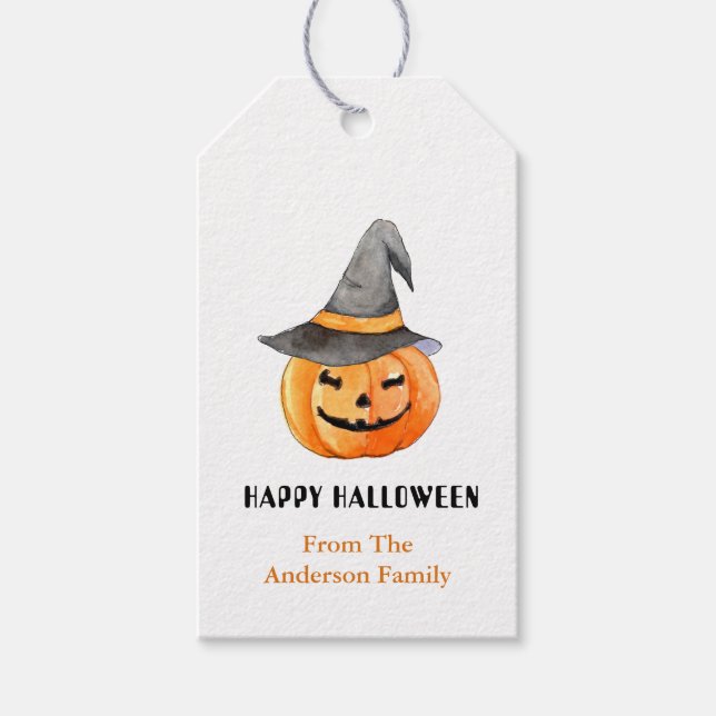 Étiquettes de faveur de Halloween citrouille avec  (Devant)