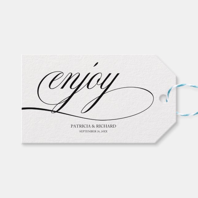 Étiquettes de Faveur de Mariage Élégantes (Devant (Horizontal))