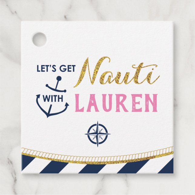 Étiquettes de faveur de mariage Get Nauti (Devant)