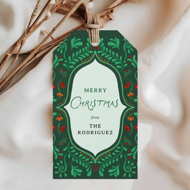 Étiquettes de faveur de Noël Green Fiesta (Colorful Merry Christmas Favor Tag - Christmas Gift Tag )