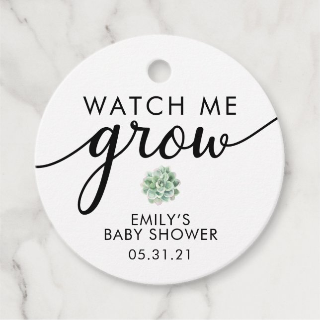 Étiquettes de faveur de succulentes pour Baby SHOW (Devant)