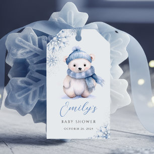 Étiquettes de faveur d'ours polaire bleu d'hiver