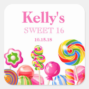 Étiquettes de faveur du bonbon 16 à thème de