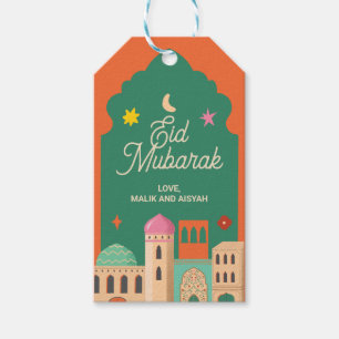 Étiquettes de faveur Eid Mubarak   Voûtes dessinée