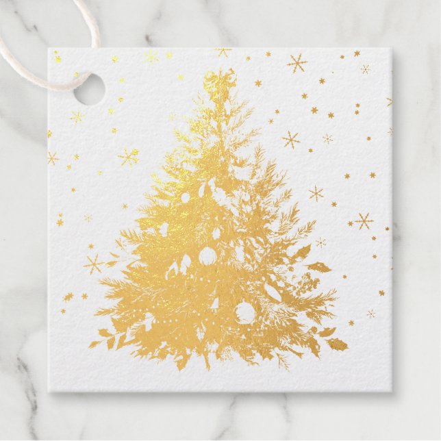 Étiquettes de faveur en feuille d'or pour arbre de (Devant)