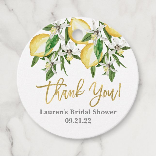 Étiquettes de faveur florales de citrons (Devant)