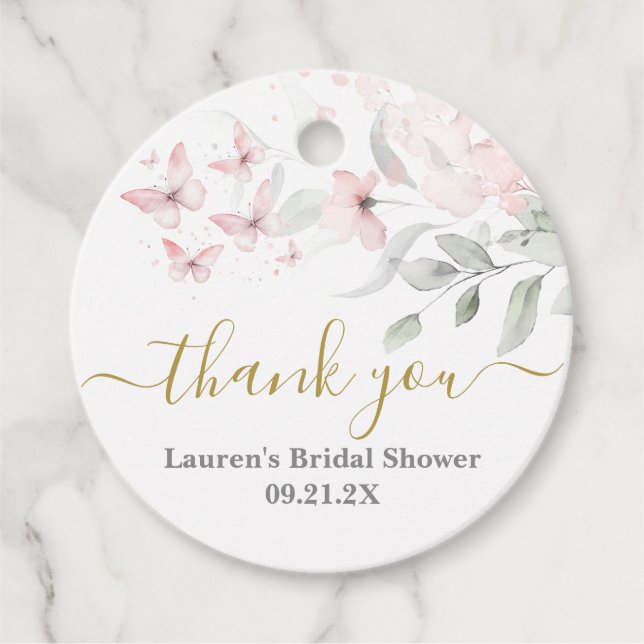 Étiquettes de faveur florales papillon (Devant)