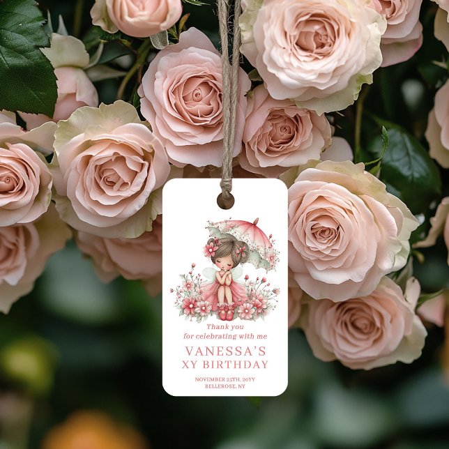 Étiquettes de Faveur Rose Pâle pour le 2ème Annive (Cute Fairy Girl 2nd Birthday Blush Pink Favor Tags)