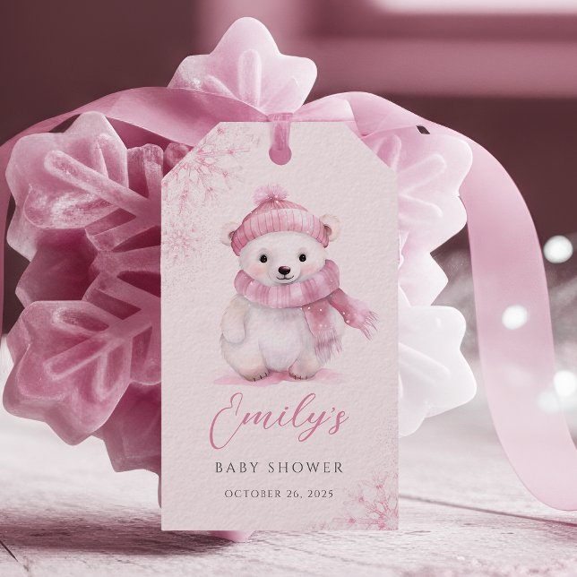 Étiquettes de faveur rose pour Bébé, il fait froid (Créateur téléchargé)