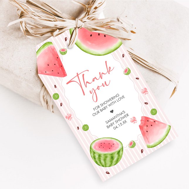 Étiquettes de Faveurs de Baby Shower Pastèque (Sweet Little Girl Watermelon Baby Shower Favor Tags)