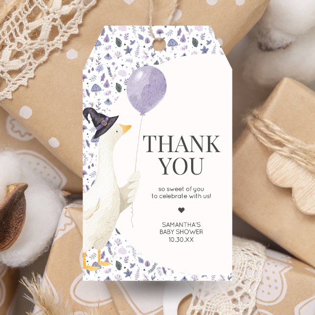 Étiquettes de Faveurs de Cadeaux pour Bébé Little  (Silly Little Goose Halloween Baby Shower Favor Tags)