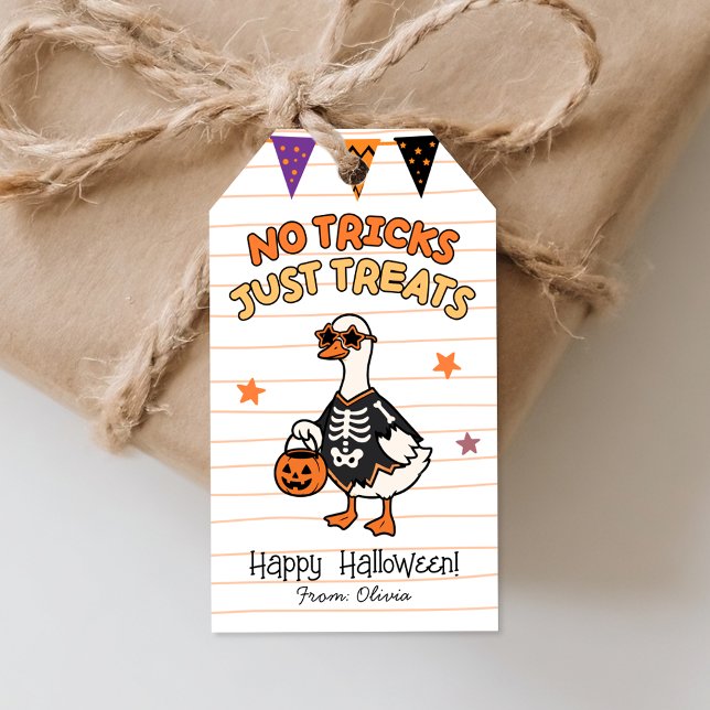 Étiquettes de Faveurs Halloween Sans Blagues Juste (No Tricks Just Treats Halloween Favor Tags)