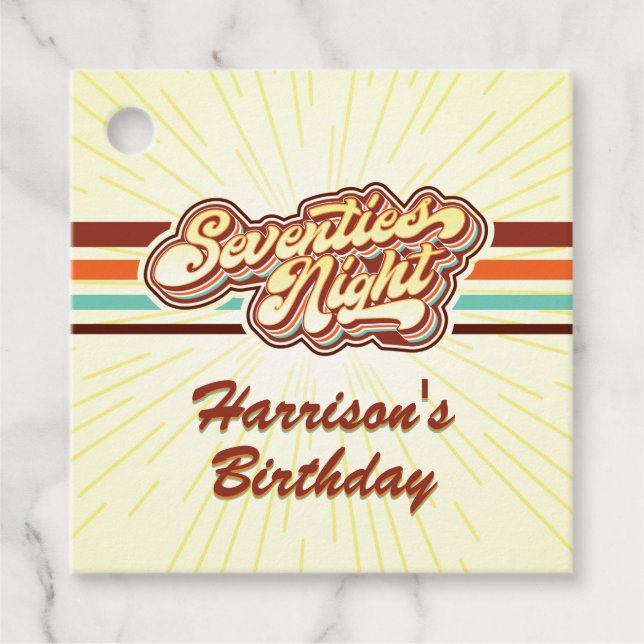 Étiquettes de faveurs nocturnes des années soixant (Devant)