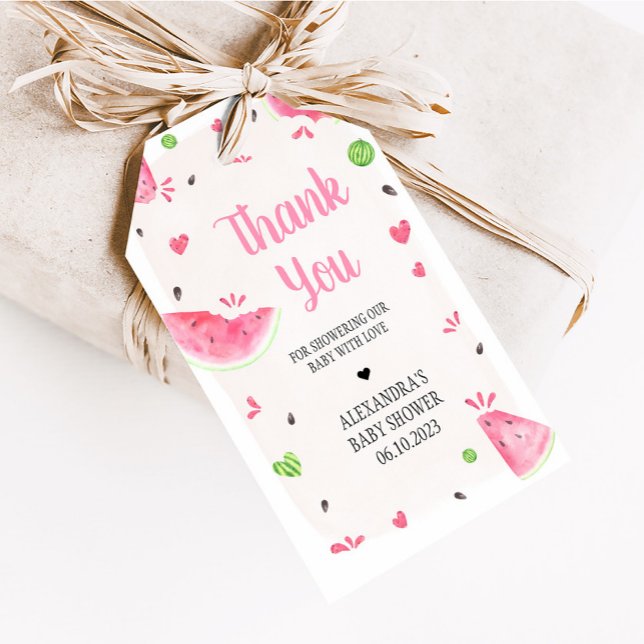 Étiquettes de Faveurs pour Baby Shower Fille Pastè (Watermelon Baby Shower Favor Tag)