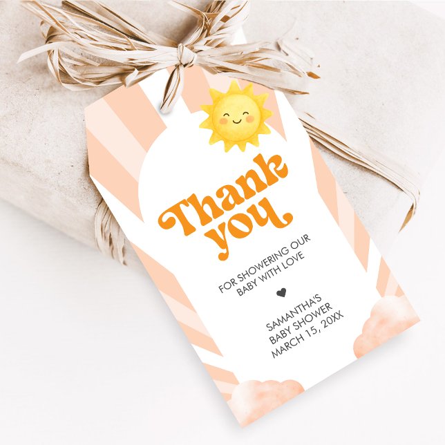 Étiquettes de Faveurs pour Baby Shower Here Comes  (Sunshine Baby Shower Favor Tags)