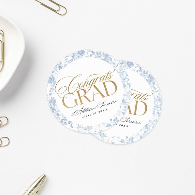 Étiquettes de Félicitations pour Diplômé Toile Ble (Créateur téléchargé)