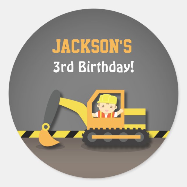 Étiquettes de fête d'anniversaire de construction  (Devant)