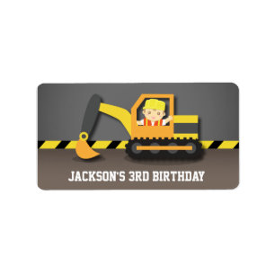 Étiquettes de fête d'anniversaire de construction