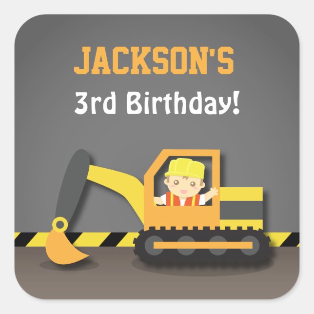 Étiquettes de fête d'anniversaire de construction  (Devant)