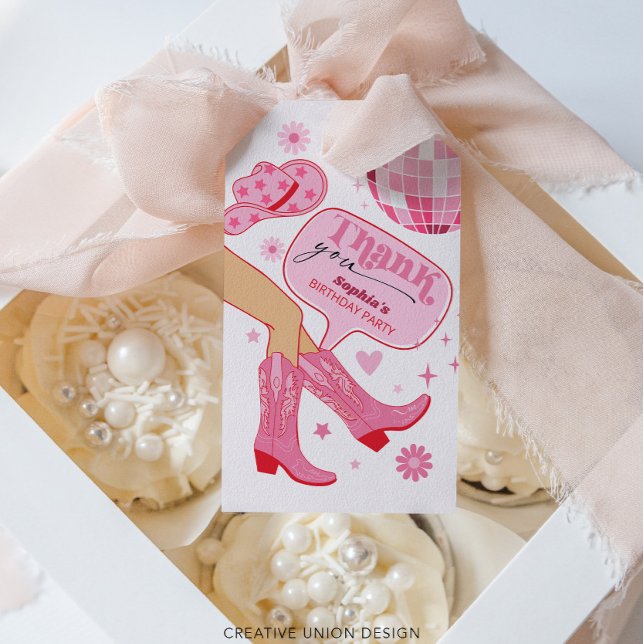 Étiquettes de fête d'anniversaire de Cowgirl Rose  (Créateur téléchargé)