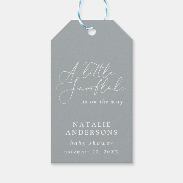 Étiquettes de fête de bébé en hiver à flocon de ne (Devant)