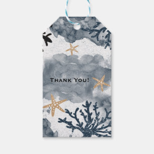 Étiquettes de fête élégantes aquarelle corail naut