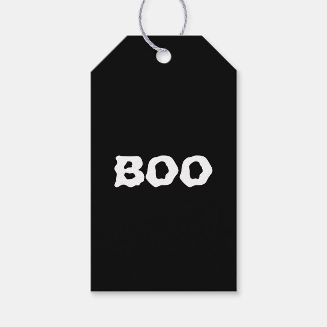 Étiquettes de fête Halloween effrayantes noir et b (Devant)