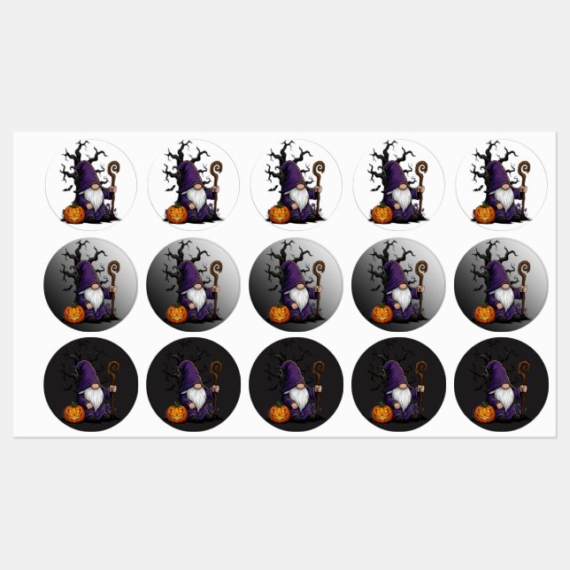 Étiquettes de Gnome d'Halloween (Feuille)