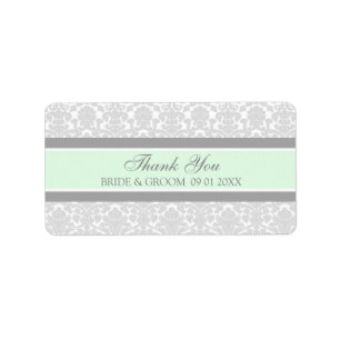 Étiquettes de Gris Mint Mariage damassé