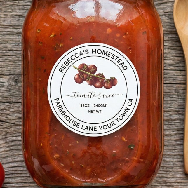 Étiquettes de jar de conservation de Sauce Tomate  (Créateur téléchargé)