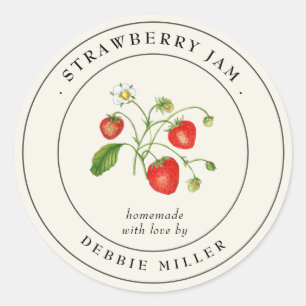 Étiquettes de jarres de confiture de fraises en co