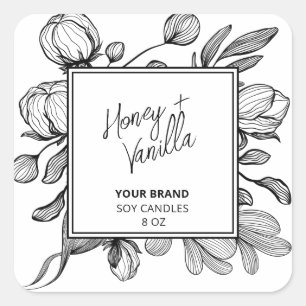 Étiquettes de la bougie de soja blanc Line Art
