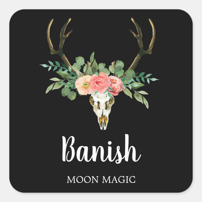 Étiquettes de la bougie d'intention du crâne flora (Devant)