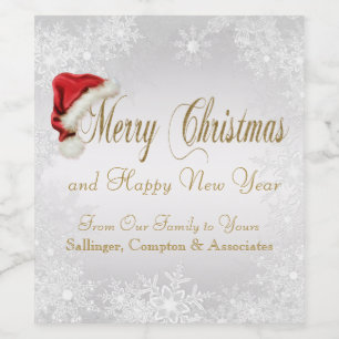 Étiquettes de la bouteille de vin de Noël d'entrep