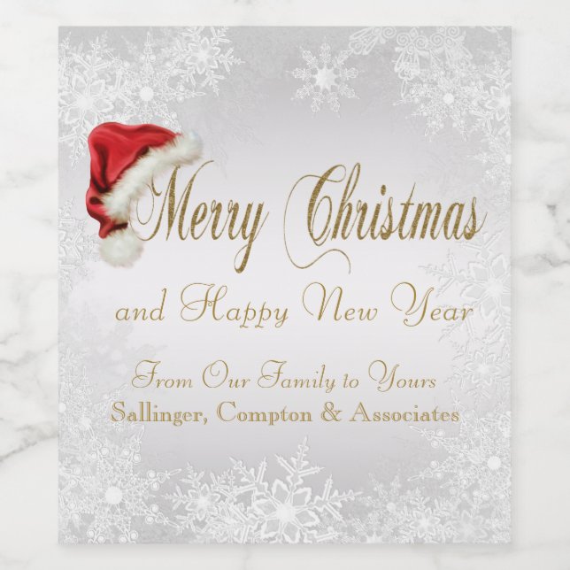 Étiquettes de la bouteille de vin de Noël d'entrep (Étiquettes simples)