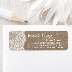 Étiquettes de la collection Mariage Burlap & Lace