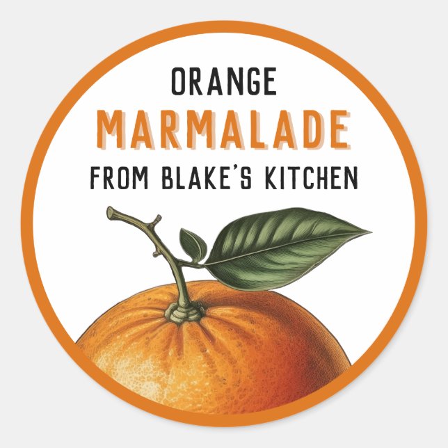 Étiquettes de la confiture d'orange maison (Devant)