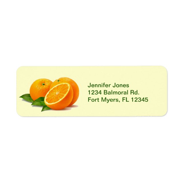 Étiquettes de l'adresse de retour de l'oranges (Devant)
