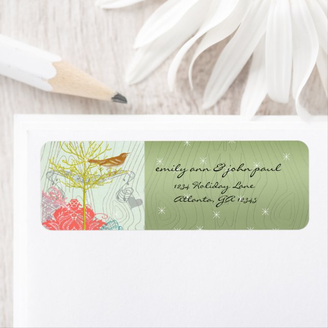 Étiquettes de l'adresse de retour des oiseaux de N (En situation)