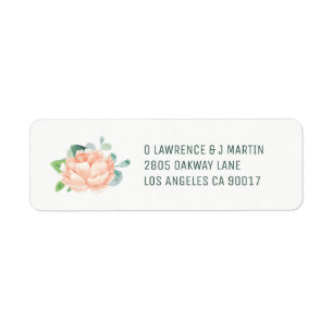 Étiquettes de l'adresse de retour Peach Peony