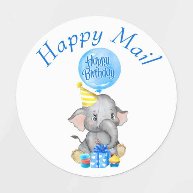 Étiquettes de l'éléphant d'anniversaire (Design 1)