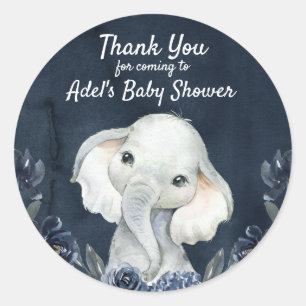 Étiquettes de l'éléphant Floral Sticker Navy