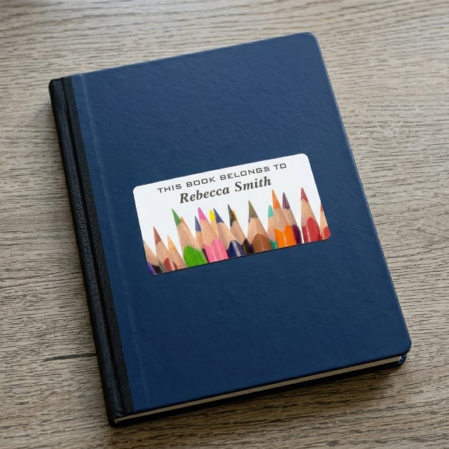 Étiquettes de livre au crayons colorés | Étiquette (Créateur téléchargé)