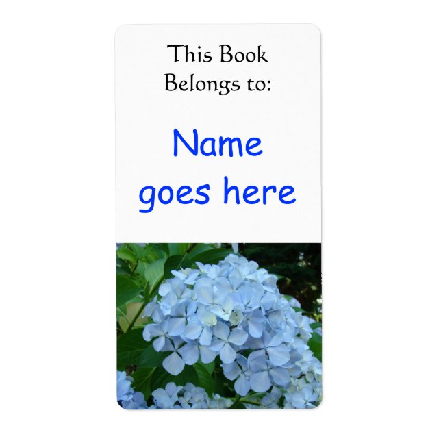 Étiquettes de livre de fleurs Hydrangeas bleus Fle (Devant)
