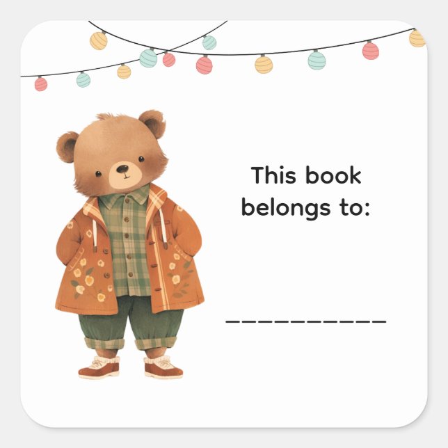 Étiquettes de livre Ourson Mignon (Devant)