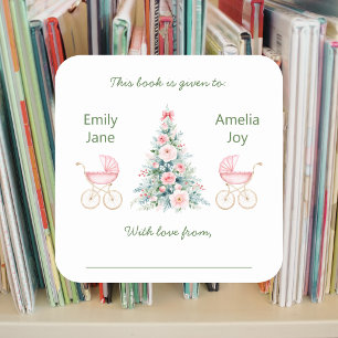 Étiquettes de livre pour Baby Shower de jumelles d