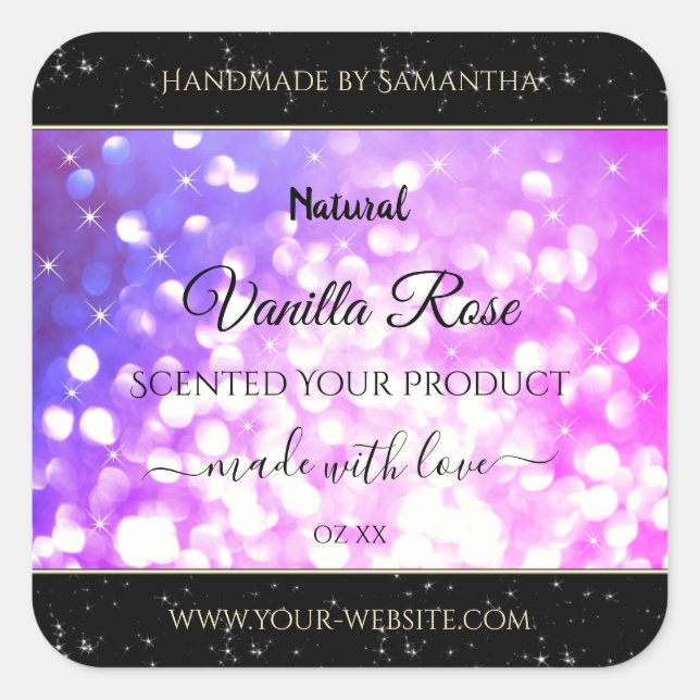 Étiquettes de luxe Parties scintillant rose violet (Devant)