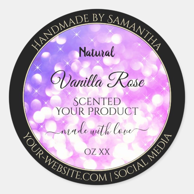 Étiquettes de luxe Parties scintillant rose violet (Devant)