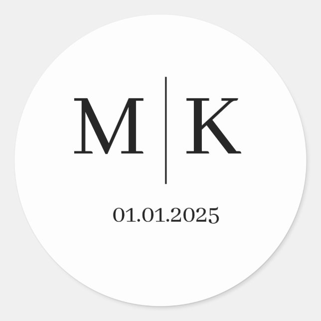 Étiquettes de mariage à monogramme | Autocollants  (Devant)