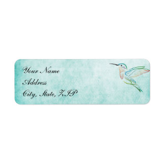 Étiquettes de mariage Aqua Hummingbird Watercolor